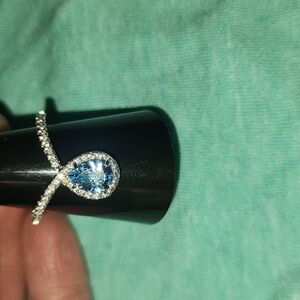 Girl Boss Unicorn Lab Created Aqyuamarine Spinel Rhodium Plating FIRM PRICE 35